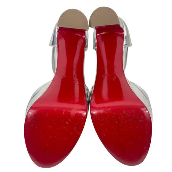 Christian Louboutin Sandaloo 130 Mirrored Platform Sandal Silve Size 38 - Picture 12 of 14